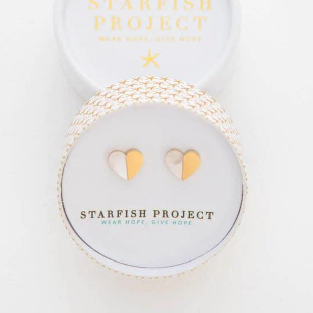 Give Hope Heart Stud Earrings in gift box