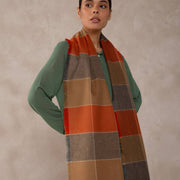 Crossing Colors Baby Alpaca Scarf - Brown and Grey on model