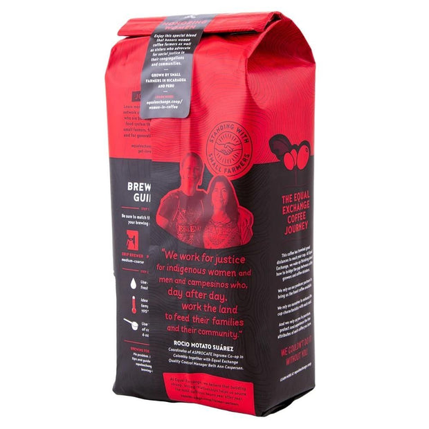 Equal Exchange Organic Sisters' Blend Coffee 1 lb Ground bag - back