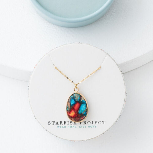 Mosaic Jasper Pendant Necklace – Zee Bee Market LLC