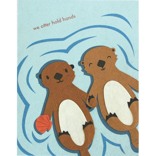 Otter Hold Hands Greeting Card – Zee Bee Market LLC