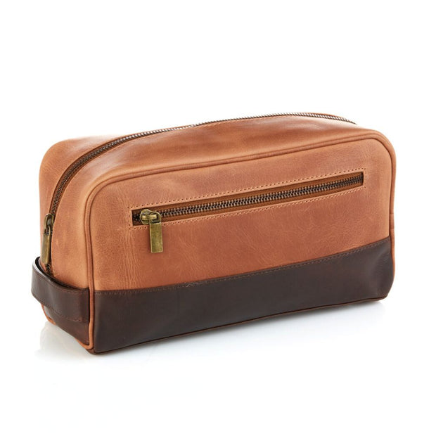 Copper and Chestnut Leather Dopp Travel Bag