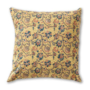 Kalamkari Reversible Pillow showing side with Lotus Flowers  pattern