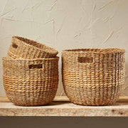 Set of 3 Natural Hogla Rope Nesting Baskets styled