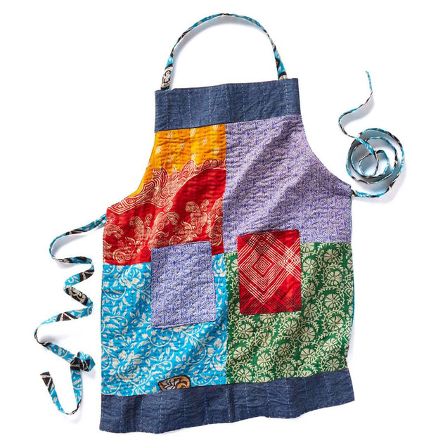 Upcycled Sari and Denim Apron – Zee Bee Market LLC