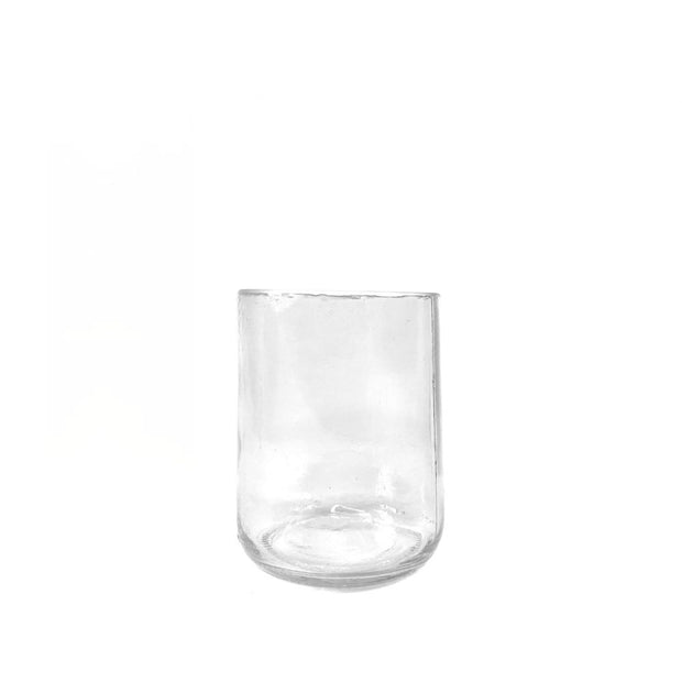Set of Four Upcycled Glass Bottle Drinkware - 8oz clear glass single