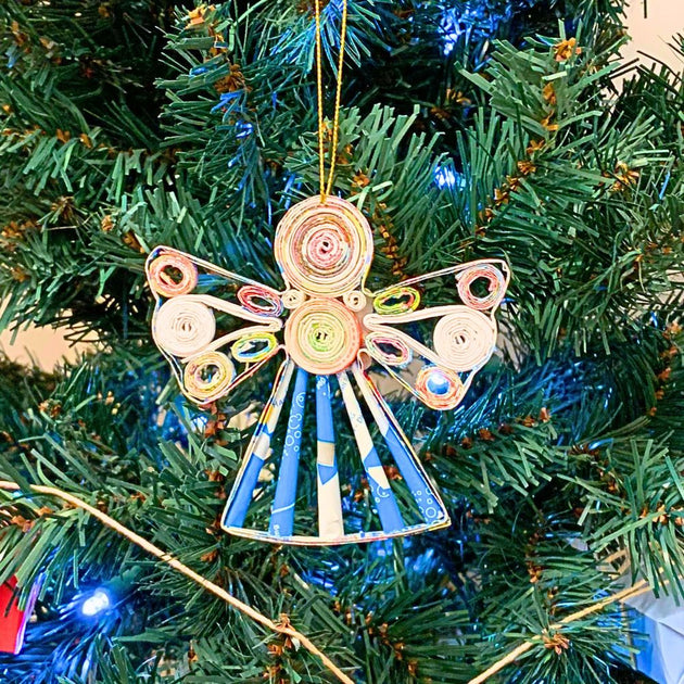 Paper Christmas Angel Ornament —