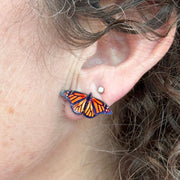 Laser Cut Stud Earrings - Butterfly on model