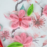 Quilled Cardinal & Cherry Blossom Greeting Card detail