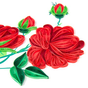 Quilled Red Roses Greeting Card closeup