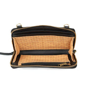 Crossbody Wallet in Black Leather interior view