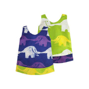 Global Mamas Babies Reversible Dress - Elephants in Blue and Lime