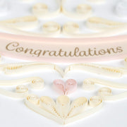 Quilled Wedding Doves in Heart Shaped Greeting Card detail