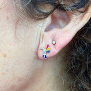 Sterling Silver Multicolor Hummingbird Post Earrings