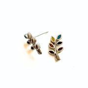 Sterling Silver and Stone Olive Branch Stud Earrings