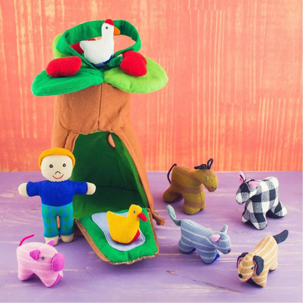 Organic Cotton Playhouse - Magical Apple Tree and Farm Animals styled