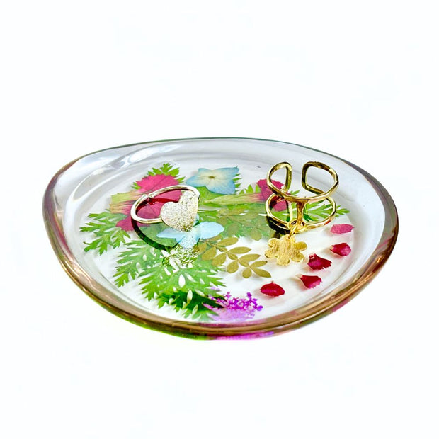 Resin Jewelry Dish - Mother Daughter Garden Flowers with rings