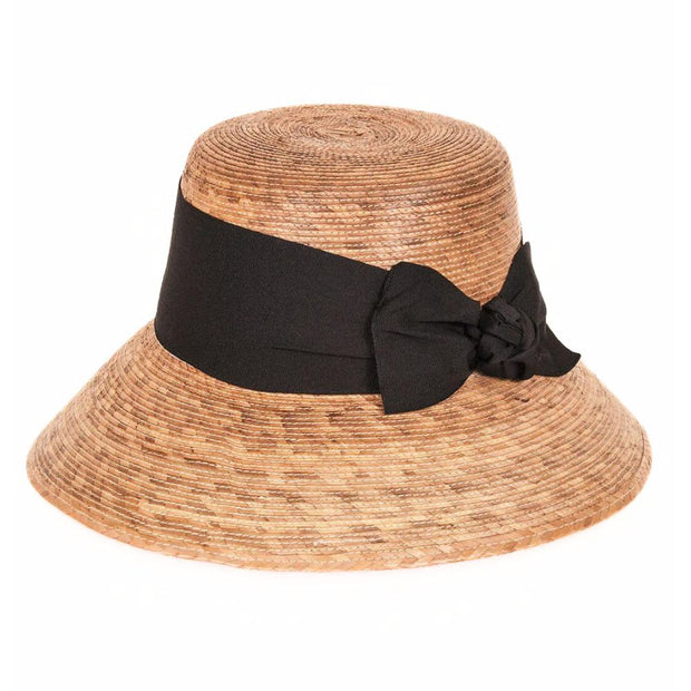 Somerset Black Bow Palm Leaf Tula Hat side view