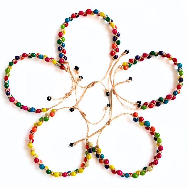 Rainbow Achira Seed Bracelets set of 5