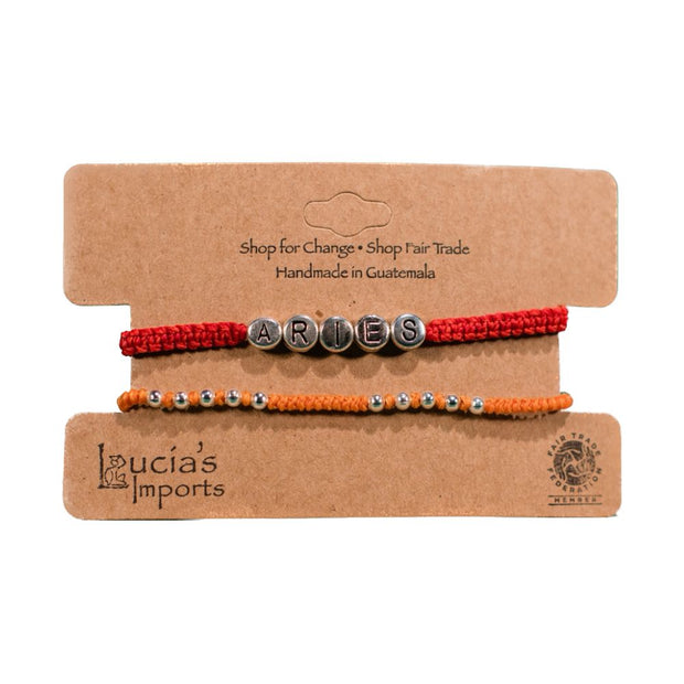 Zodiac and Element Bracelet Set - Aries and  Fire