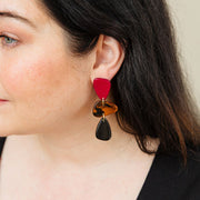Louisa Resin Post Earrings Mulberry on model