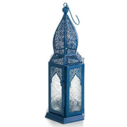 Blue Moroccan Inspired Large Metal Lantern