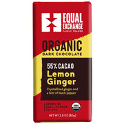 Organic Dark Chocolate Lemon Ginger with Black Pepper (55% Cacao) 80g Bar
