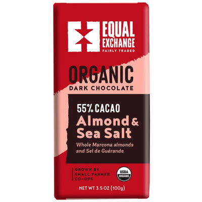 Organic Dark Chocolate Almond & Sea Salt (55% Cacao) 100g Bar