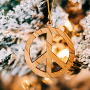 Olive Wood Peace Symbol Ornament lifestyle