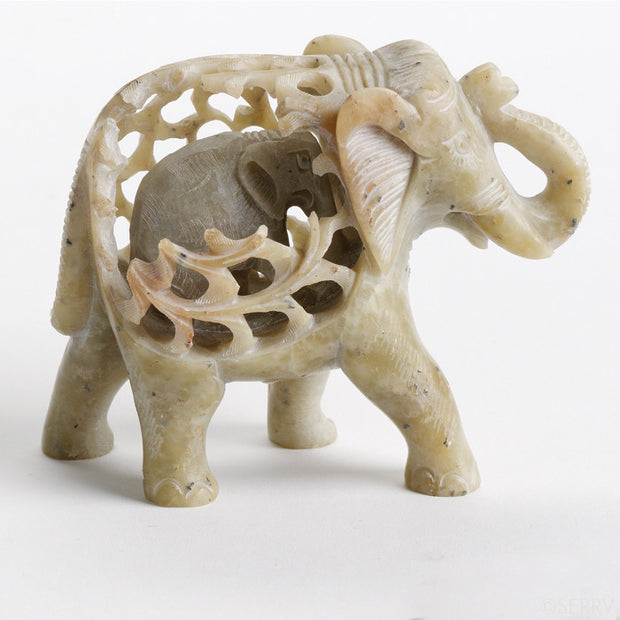 Double-Carved Gorara Stone Elephant Sculpture