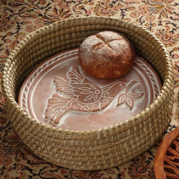Peace Dove Breadwarmer Round Basket set lifestyle