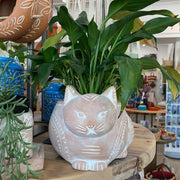 Crouching Cat Terracotta Planter lifestyle