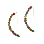 Kantha Bead Linear Arc Earrings