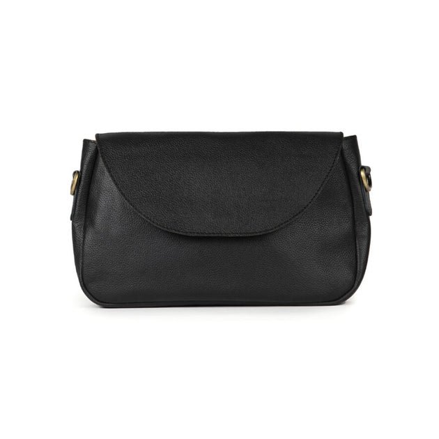 Alisha Leather Crossbody Bag - Black