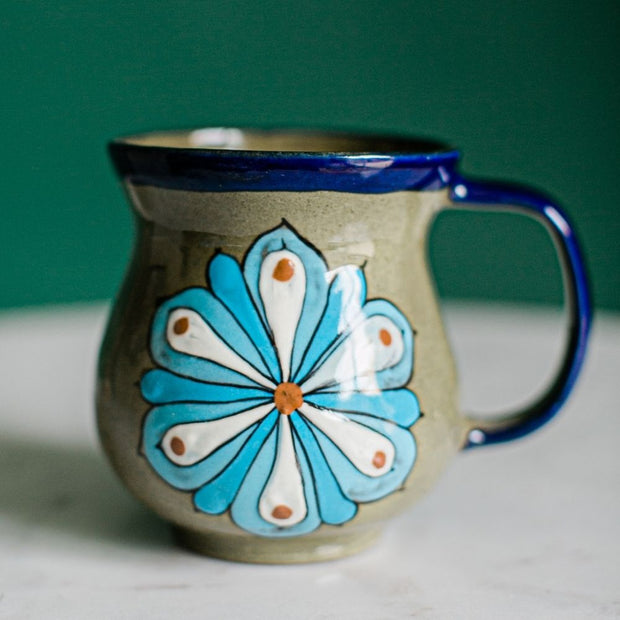 Hand-painted Floral Ceramic Coffee Mug