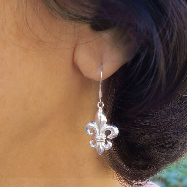 Fleur de Lis Sterling Silver Earrings 