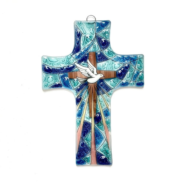 Stained Glass and Dove Fused Glass Cross