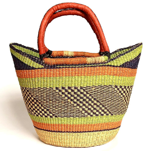 Basket bag with on sale leather handles