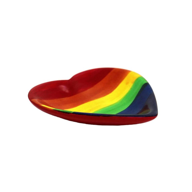 5-inch Soapstone Heart Shaped Dish Bowl - Rainbow