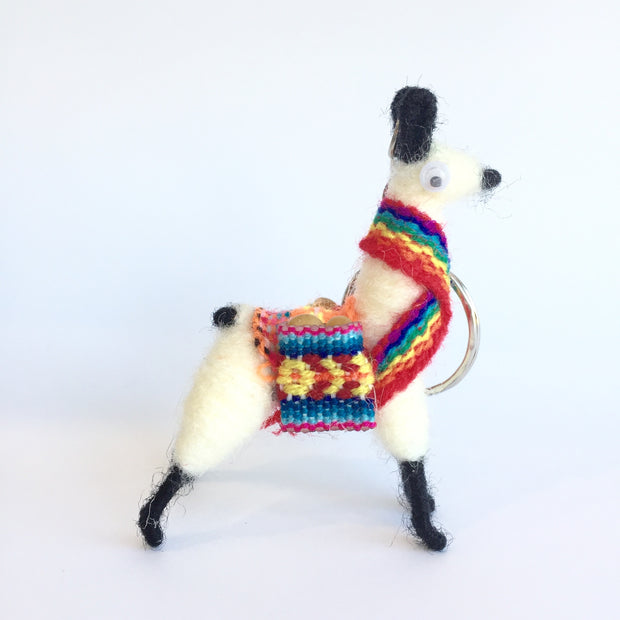 Llama Keychain-white
