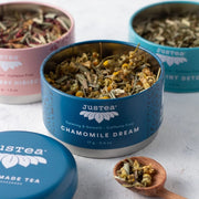 JusTea Loose Leaf Herbal Tea Gift Trio open tins