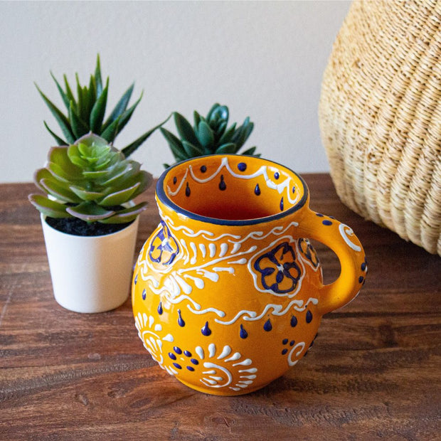 Handmade Pottery Beaker Mango Mug 12oz styled