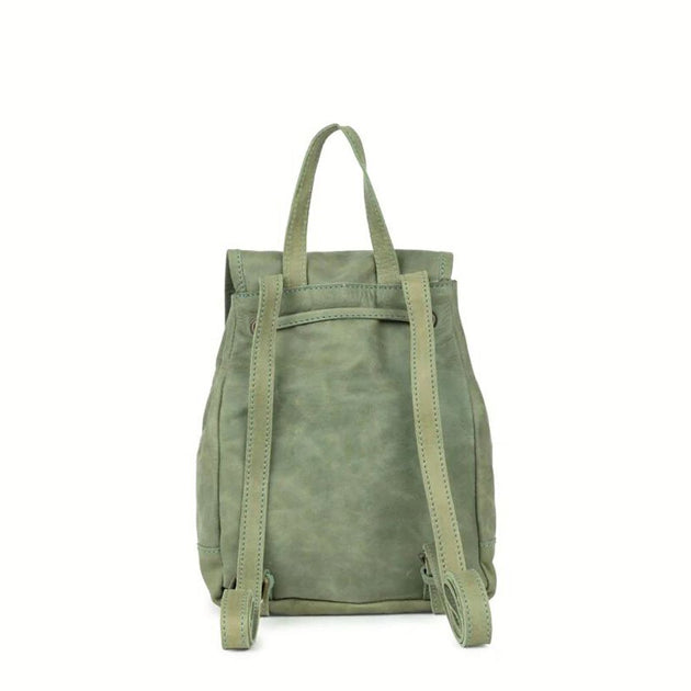 Small Backpack Mini Backpack Leather Green Leather Backpack 