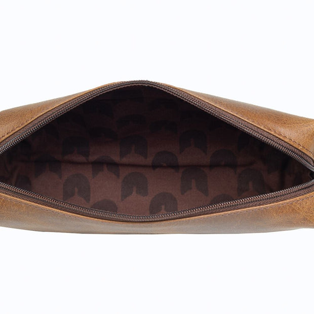 Utility Pouch Pencil Case in Brown Leather interior