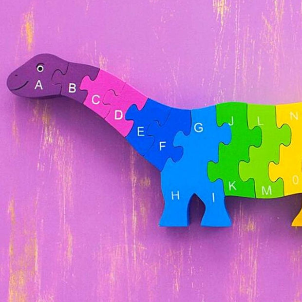 Apatosaurus Wooden A-Z Jigsaw Puzzle detail head and neck
