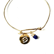 Zodiac Cancer Charm and Sodalite Bangle Bracelet