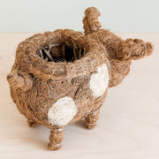 Coconut Coir Animal Planter - Baby Pig back view with interior detail