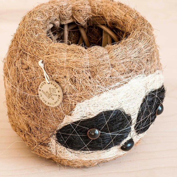 Coconut Coir Small Animal Planter - Sloth closeup detail
