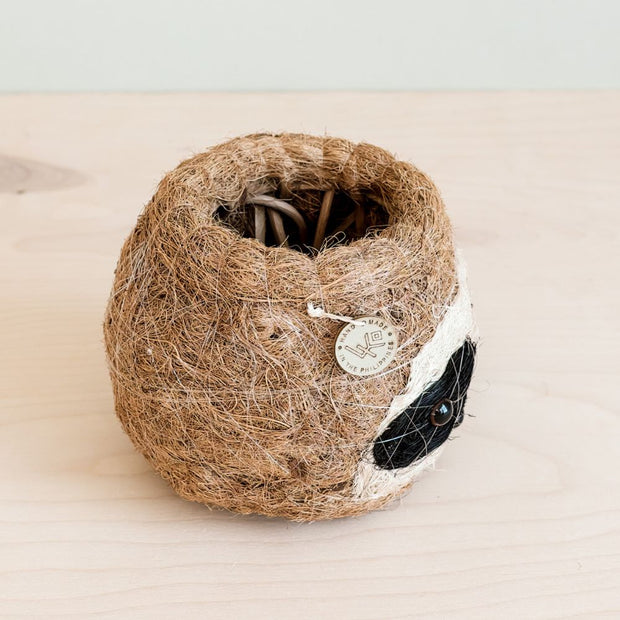 Coconut Coir Small Animal Planter - Sloth side view showing interior