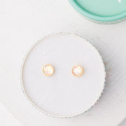 Mina Gold and Opal Stud Earrings in small gift box